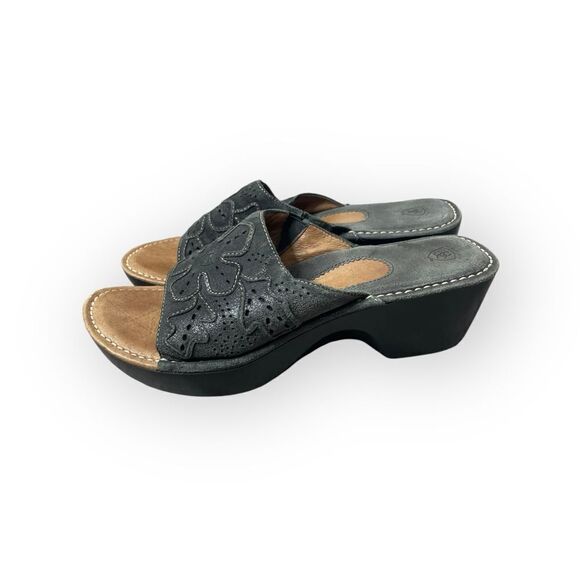 ARIAT Women’s Soft Leather Floral Slide Sandals Size 9.5 - Picture 5 of 7